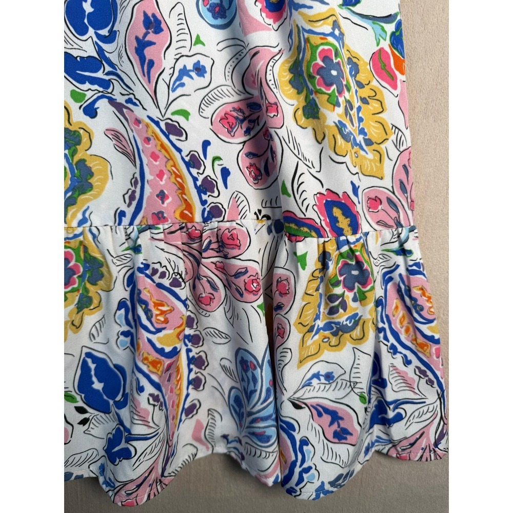 Molly Bracken Lydia Paisley Floral Mini Dress Womens M White Multicolor NWT Boho - Picture 4 of 6